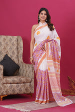 Load image into Gallery viewer, Mulmul Cotton Saree with Hand Block Print - Shivanya Handicrafts Women's Traditional Indian Wear