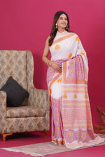 Load image into Gallery viewer, Mulmul Cotton Saree with Hand Block Print - Shivanya Handicrafts Women's Traditional Indian Wear