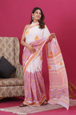Load image into Gallery viewer, Mulmul Cotton Saree with Hand Block Print - Shivanya Handicrafts Women's Traditional Indian Wear