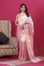 Load image into Gallery viewer, Mulmul Cotton Saree with Hand Block Print - Shivanya Handicrafts Women's Traditional Indian Wear