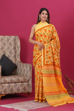 Load image into Gallery viewer, Mulmul Cotton Saree with Hand Block Print - Shivanya Handicrafts Women's Traditional Indian Wear