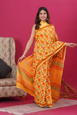 Load image into Gallery viewer, Mulmul Cotton Saree with Hand Block Print - Shivanya Handicrafts Women's Traditional Indian Wear