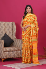 Load image into Gallery viewer, Mulmul Cotton Saree with Hand Block Print - Shivanya Handicrafts Women's Traditional Indian Wear