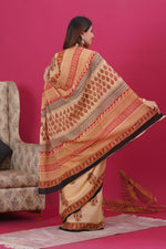 Load image into Gallery viewer, Mulmul Cotton Saree with Hand Block Print - Shivanya Handicrafts Women's Traditional Indian Wear