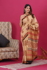 Load image into Gallery viewer, Mulmul Cotton Saree with Hand Block Print - Shivanya Handicrafts Women's Traditional Indian Wear