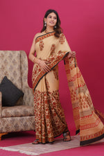 Load image into Gallery viewer, Mulmul Cotton Saree with Hand Block Print - Shivanya Handicrafts Women's Traditional Indian Wear