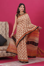 Load image into Gallery viewer, Mulmul Cotton Saree with Hand Block Print - Shivanya Handicrafts Women's Traditional Indian Wear