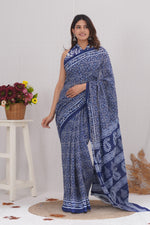 Load image into Gallery viewer, Mulmul Cotton Saree with Hand Block Print - Shivanya Handicrafts Women's Traditional Indian Wear