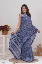 Load image into Gallery viewer, Mulmul Cotton Saree with Hand Block Print - Shivanya Handicrafts Women's Traditional Indian Wear