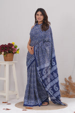 Load image into Gallery viewer, Mulmul Cotton Saree with Hand Block Print - Shivanya Handicrafts Women's Traditional Indian Wear
