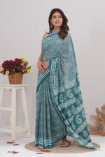 Load image into Gallery viewer, Mulmul Cotton Saree with Hand Block Print - Shivanya Handicrafts Women's Traditional Indian Wear