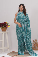 Load image into Gallery viewer, Mulmul Cotton Saree with Hand Block Print - Shivanya Handicrafts Women's Traditional Indian Wear