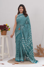 Load image into Gallery viewer, Mulmul Cotton Saree with Hand Block Print - Shivanya Handicrafts Women's Traditional Indian Wear