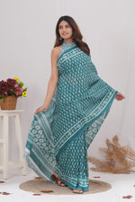 Load image into Gallery viewer, Mulmul Cotton Saree with Hand Block Print - Shivanya Handicrafts Women's Traditional Indian Wear