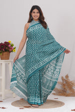 Load image into Gallery viewer, Mulmul Cotton Saree with Hand Block Print - Shivanya Handicrafts Women's Traditional Indian Wear