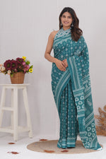 Load image into Gallery viewer, Mulmul Cotton Saree with Hand Block Print - Shivanya Handicrafts Women's Traditional Indian Wear