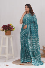 Load image into Gallery viewer, Mulmul Cotton Saree with Hand Block Print - Shivanya Handicrafts Women's Traditional Indian Wear