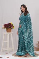 Load image into Gallery viewer, Mulmul Cotton Saree with Hand Block Print - Shivanya Handicrafts Women's Traditional Indian Wear