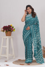 Load image into Gallery viewer, Mulmul Cotton Saree with Hand Block Print - Shivanya Handicrafts Women's Traditional Indian Wear