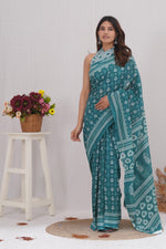 Load image into Gallery viewer, Mulmul Cotton Saree with Hand Block Print - Shivanya Handicrafts Women's Traditional Indian Wear