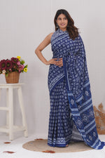 Load image into Gallery viewer, Mulmul Cotton Saree with Hand Block Print - Shivanya Handicrafts Women's Traditional Indian Wear