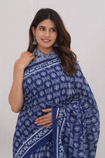 Load image into Gallery viewer, Mulmul Cotton Saree with Hand Block Print - Shivanya Handicrafts Women's Traditional Indian Wear