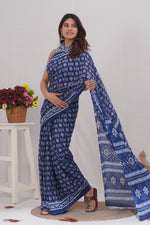 Load image into Gallery viewer, Mulmul Cotton Saree with Hand Block Print - Shivanya Handicrafts Women's Traditional Indian Wear