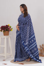 Load image into Gallery viewer, Mulmul Cotton Saree with Hand Block Print - Shivanya Handicrafts Women's Traditional Indian Wear