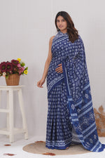 Load image into Gallery viewer, Mulmul Cotton Saree with Hand Block Print - Shivanya Handicrafts Women's Traditional Indian Wear