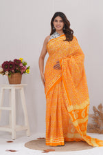 Load image into Gallery viewer, Mulmul Cotton Saree with Hand Block Print - Shivanya Handicrafts Women's Traditional Indian Wear