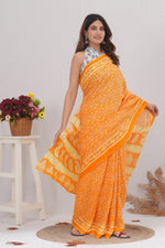 Load image into Gallery viewer, Mulmul Cotton Saree with Hand Block Print - Shivanya Handicrafts Women's Traditional Indian Wear