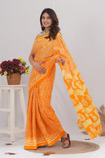Load image into Gallery viewer, Mulmul Cotton Saree with Hand Block Print - Shivanya Handicrafts Women's Traditional Indian Wear