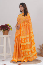 Load image into Gallery viewer, Mulmul Cotton Saree with Hand Block Print - Shivanya Handicrafts Women's Traditional Indian Wear