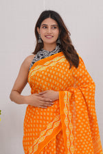 Load image into Gallery viewer, Mulmul Cotton Saree with Hand Block Print - Shivanya Handicrafts Women's Traditional Indian Wear