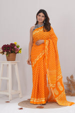 Load image into Gallery viewer, Mulmul Cotton Saree with Hand Block Print - Shivanya Handicrafts Women's Traditional Indian Wear