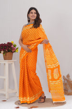 Load image into Gallery viewer, Mulmul Cotton Saree with Hand Block Print - Shivanya Handicrafts Women's Traditional Indian Wear