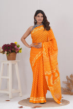 Load image into Gallery viewer, Mulmul Cotton Saree with Hand Block Print - Shivanya Handicrafts Women's Traditional Indian Wear