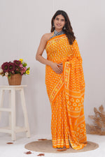 Load image into Gallery viewer, Mulmul Cotton Saree with Hand Block Print - Shivanya Handicrafts Women's Traditional Indian Wear