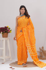 Load image into Gallery viewer, Mulmul Cotton Saree with Hand Block Print - Shivanya Handicrafts Women's Traditional Indian Wear