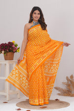 Load image into Gallery viewer, Mulmul Cotton Saree with Hand Block Print - Shivanya Handicrafts Women's Traditional Indian Wear