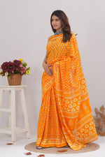 Load image into Gallery viewer, Mulmul Cotton Saree with Hand Block Print - Shivanya Handicrafts Women's Traditional Indian Wear