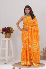 Load image into Gallery viewer, Mulmul Cotton Saree with Hand Block Print - Shivanya Handicrafts Women's Traditional Indian Wear