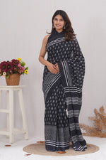 Load image into Gallery viewer, Mulmul Cotton Saree with Hand Block Print - Shivanya Handicrafts Women's Traditional Indian Wear