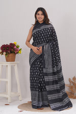 Load image into Gallery viewer, Mulmul Cotton Saree with Hand Block Print - Shivanya Handicrafts Women's Traditional Indian Wear
