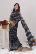 Load image into Gallery viewer, Mulmul Cotton Saree with Hand Block Print - Shivanya Handicrafts Women's Traditional Indian Wear