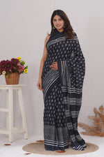 Load image into Gallery viewer, Mulmul Cotton Saree with Hand Block Print - Shivanya Handicrafts Women's Traditional Indian Wear