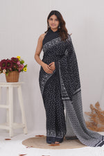 Load image into Gallery viewer, Mulmul Cotton Saree with Hand Block Print - Shivanya Handicrafts Women's Traditional Indian Wear