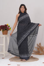 Load image into Gallery viewer, Mulmul Cotton Saree with Hand Block Print - Shivanya Handicrafts Women's Traditional Indian Wear