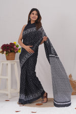 Load image into Gallery viewer, Mulmul Cotton Saree with Hand Block Print - Shivanya Handicrafts Women's Traditional Indian Wear