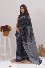 Load image into Gallery viewer, Mulmul Cotton Saree with Hand Block Print - Shivanya Handicrafts Women's Traditional Indian Wear